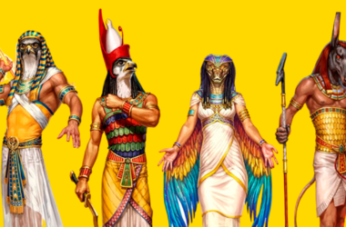 Imagem com quatro faraós representando o antigo egito