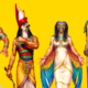 Imagem com quatro faraós representando o antigo egito